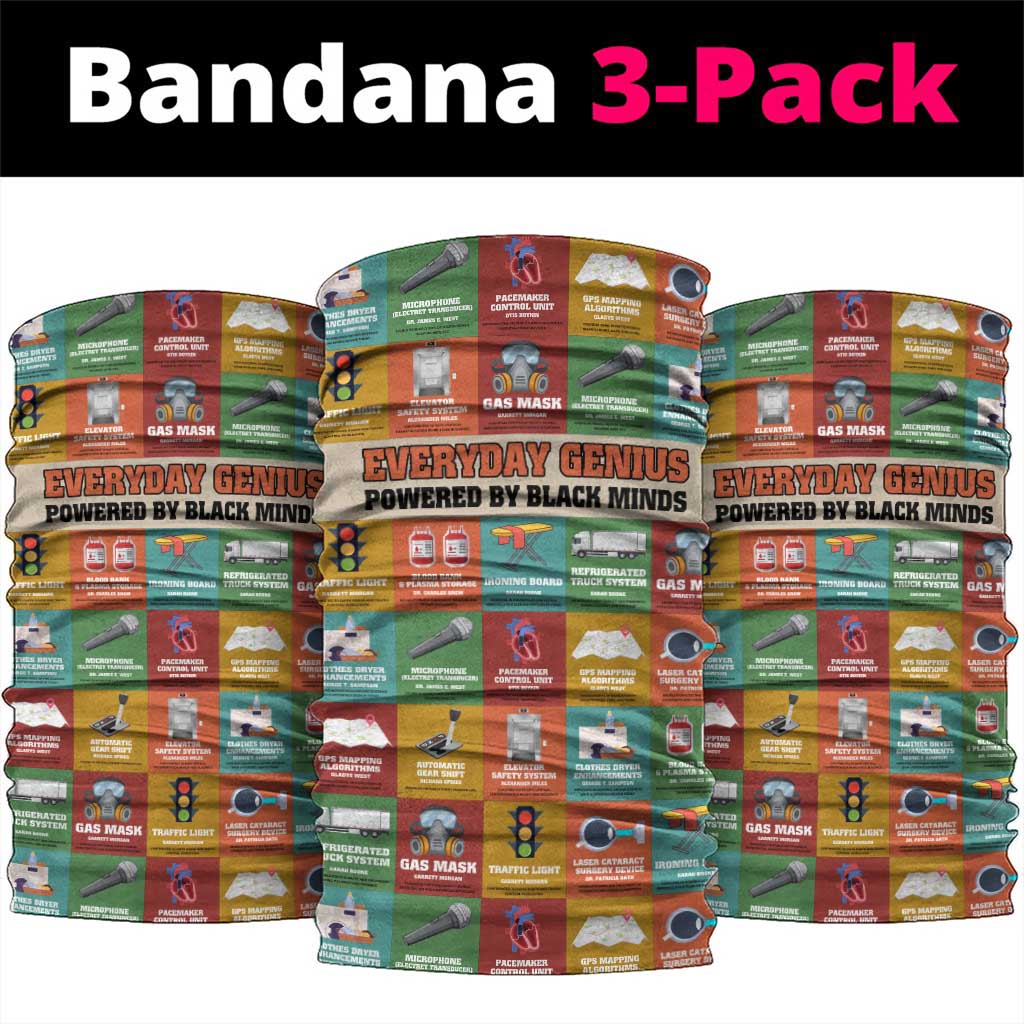 Everyday Genius Powered by Black Minds Neck Gaiter with Colorful Invention Icons Pattern - African Pride