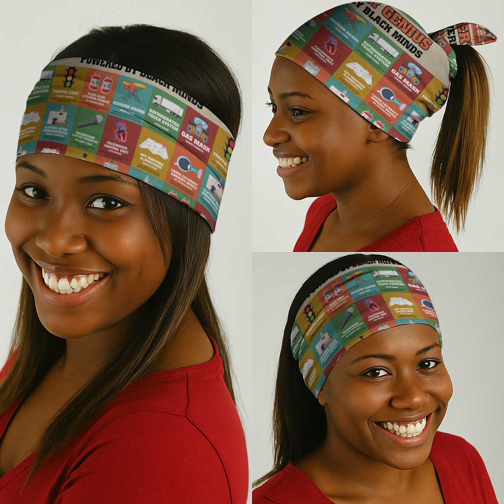 Everyday Genius Powered by Black Minds Neck Gaiter with Colorful Invention Icons Pattern - African Pride