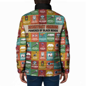 Everyday Genius Powered by Black Minds Padded Jacket with Colorful Invention Icons Pattern - African Pride