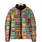 Everyday Genius Powered by Black Minds Padded Jacket with Colorful Invention Icons Pattern - African Pride