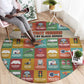 Everyday Genius Powered by Black Minds Round Carpet with Colorful Invention Icons Pattern - African Pride