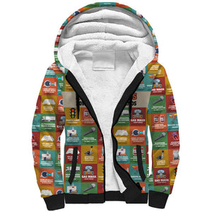 Everyday Genius Powered by Black Minds Sherpa Hoodie with Colorful Invention Icons Pattern - African Pride