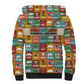 Everyday Genius Powered by Black Minds Sherpa Hoodie with Colorful Invention Icons Pattern - African Pride