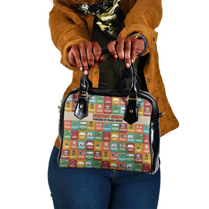 Everyday Genius Powered by Black Minds Shoulder Handbag with Colorful Invention Icons Pattern - African Pride