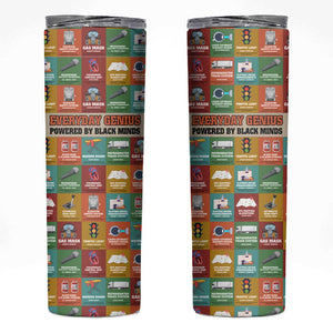 Everyday Genius Powered by Black Minds Skinny Tumbler with Colorful Invention Icons Pattern - African Pride