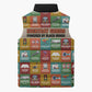 Everyday Genius Powered by Black Minds Sleeveless Puffer Jacket with Colorful Invention Icons Pattern - African Pride