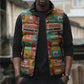 Everyday Genius Powered by Black Minds Sleeveless Puffer Jacket with Colorful Invention Icons Pattern - African Pride