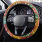 Everyday Genius Powered by Black Minds Steering Wheel Cover with Colorful Invention Icons Pattern - African Pride