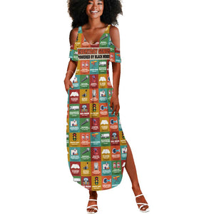 Everyday Genius Powered by Black Minds Summer Maxi Dress with Colorful Invention Icons Pattern - African Pride