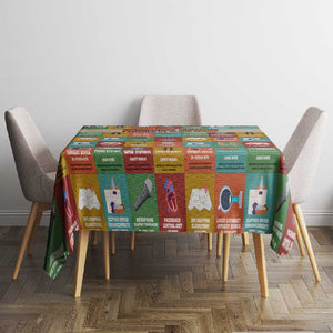 Everyday Genius Powered by Black Minds Tablecloth with Colorful Invention Icons Pattern - African Pride