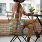 Everyday Genius Powered by Black Minds Tote Bag with Colorful Invention Icons Pattern - African Pride