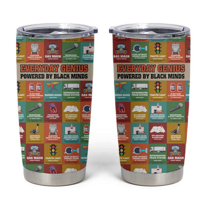 Everyday Genius Powered by Black Minds Tumbler Cup with Colorful Invention Icons Pattern - African Pride