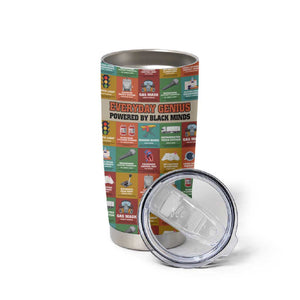 Everyday Genius Powered by Black Minds Tumbler Cup with Colorful Invention Icons Pattern - African Pride