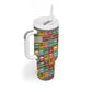 Everyday Genius Powered by Black Minds Tumbler With Handle with Colorful Invention Icons Pattern - African Pride