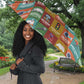 Everyday Genius Powered by Black Minds Umbrella with Colorful Invention Icons Pattern - African Pride