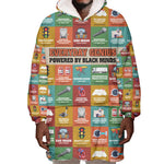 Everyday Genius Powered by Black Minds Wearable Blanket Hoodie with Colorful Invention Icons Pattern - African Pride
