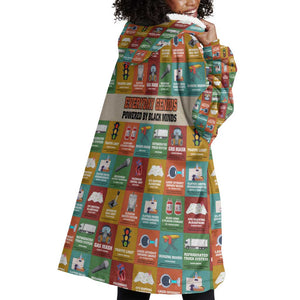 Everyday Genius Powered by Black Minds Wearable Blanket Hoodie with Colorful Invention Icons Pattern - African Pride