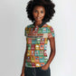 Everyday Genius Powered by Black Minds Women Polo Shirt with Colorful Invention Icons Pattern - African Pride