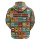 Everyday Genius Powered by Black Minds Zip Hoodie with Colorful Invention Icons Pattern - African Pride