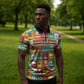 Everyday Genius Powered by Black Minds Zipper Polo Shirt with Colorful Invention Icons Pattern - African Pride