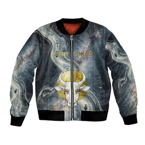 Hesat Celestial Cow Egyptian Bomber Jacket with Mythic Sky Motif in Cosmic Theme