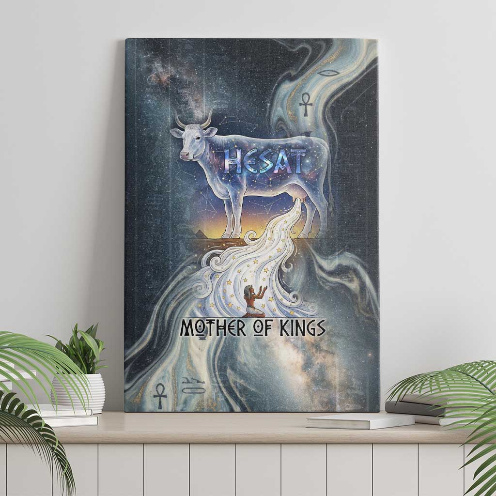 Hesat Celestial Cow Egyptian Canvas Wall Art with Mythic Sky Motif in Cosmic Theme