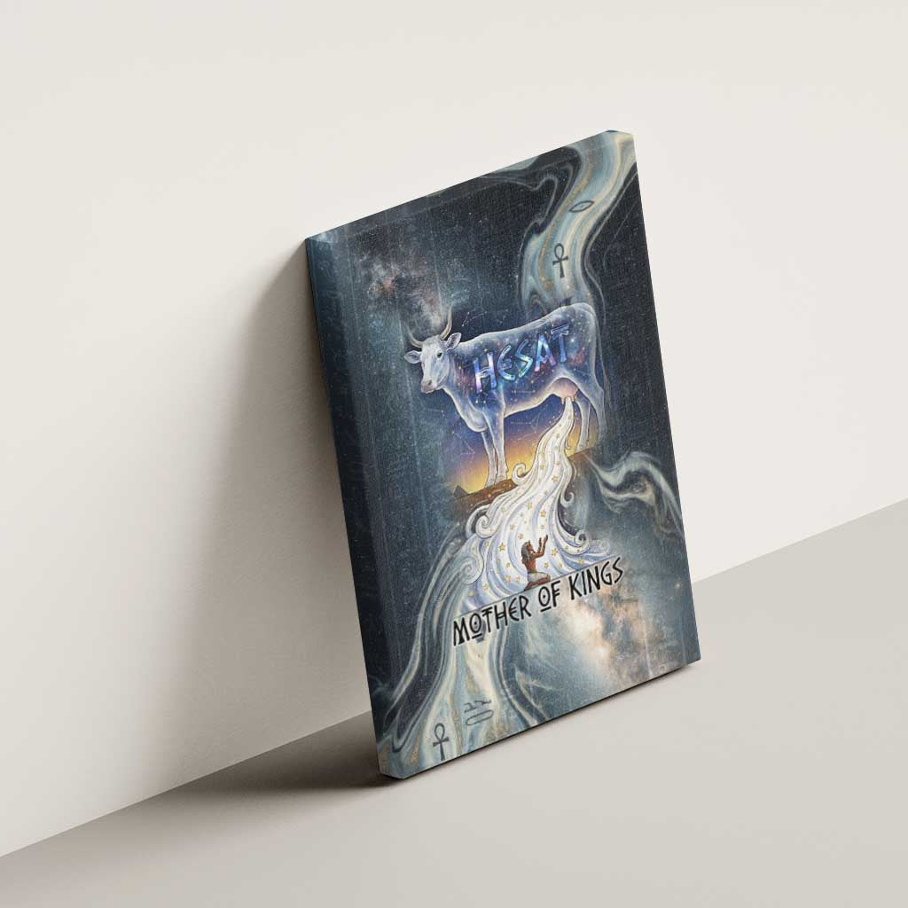 Hesat Celestial Cow Egyptian Canvas Wall Art with Mythic Sky Motif in Cosmic Theme