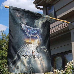 Hesat Celestial Cow Egyptian Garden Flag with Mythic Sky Motif in Cosmic Theme