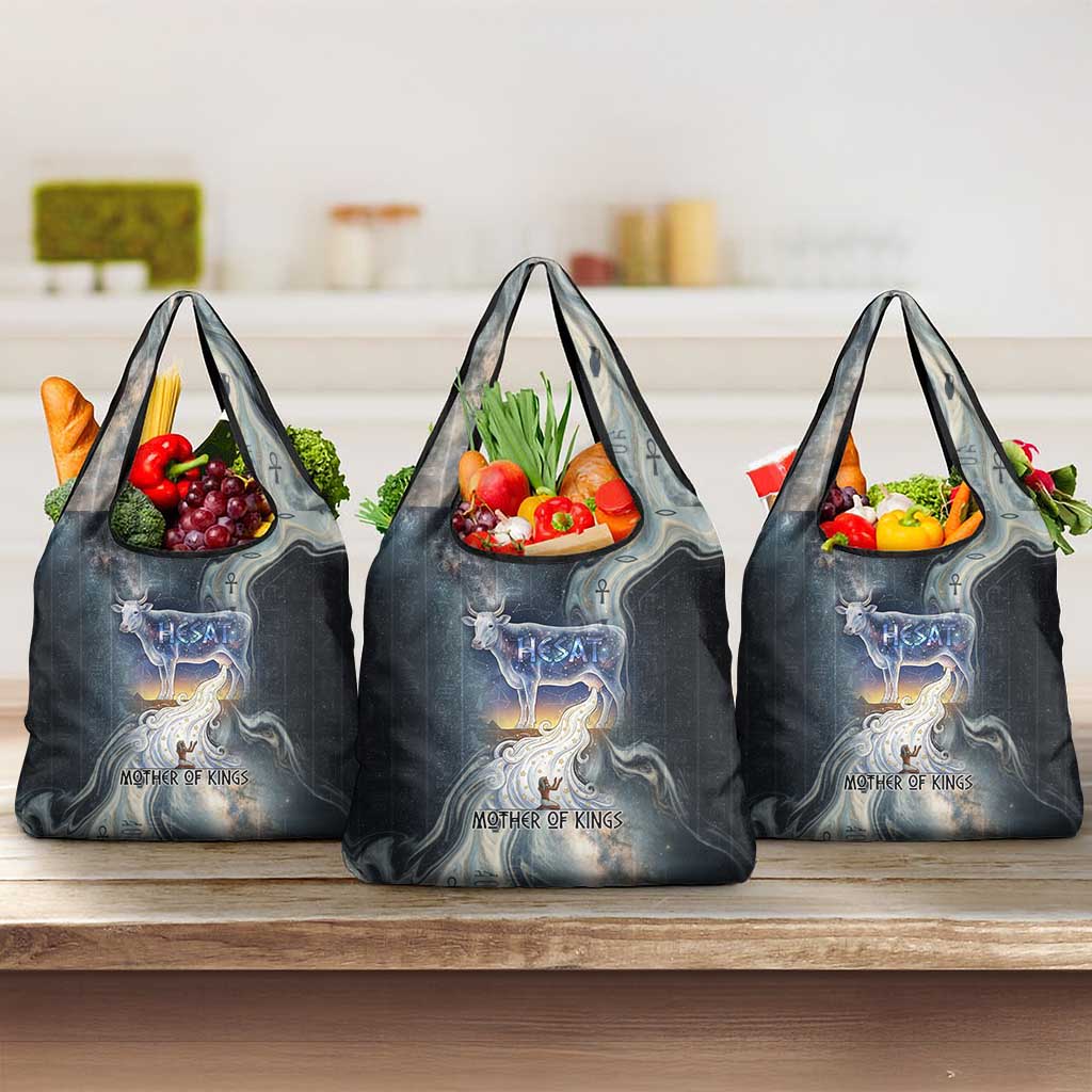 Hesat Celestial Cow Egyptian Grocery Bag with Mythic Sky Motif in Cosmic Theme