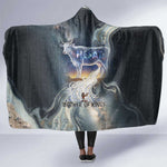 Hesat Celestial Cow Egyptian Hooded Blanket with Mythic Sky Motif in Cosmic Theme