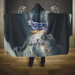 Hesat Celestial Cow Egyptian Hooded Blanket with Mythic Sky Motif in Cosmic Theme