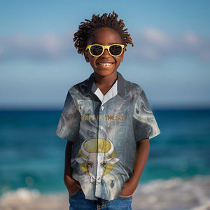 Hesat Celestial Cow Egyptian Kid Hawaiian Shirt with Mythic Sky Motif in Cosmic Theme