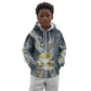 Hesat Celestial Cow Egyptian Kid Hoodie with Mythic Sky Motif in Cosmic Theme