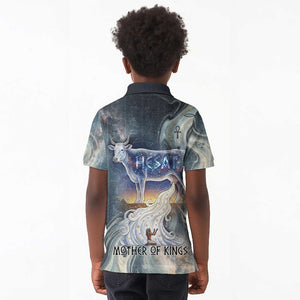 Hesat Celestial Cow Egyptian Kid Polo Shirt with Mythic Sky Motif in Cosmic Theme