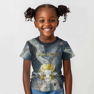 Hesat Celestial Cow Egyptian Kid T shirt with Mythic Sky Motif in Cosmic Theme