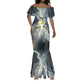 Hesat Celestial Cow Egyptian Mermaid Dress with Mythic Sky Motif in Cosmic Theme