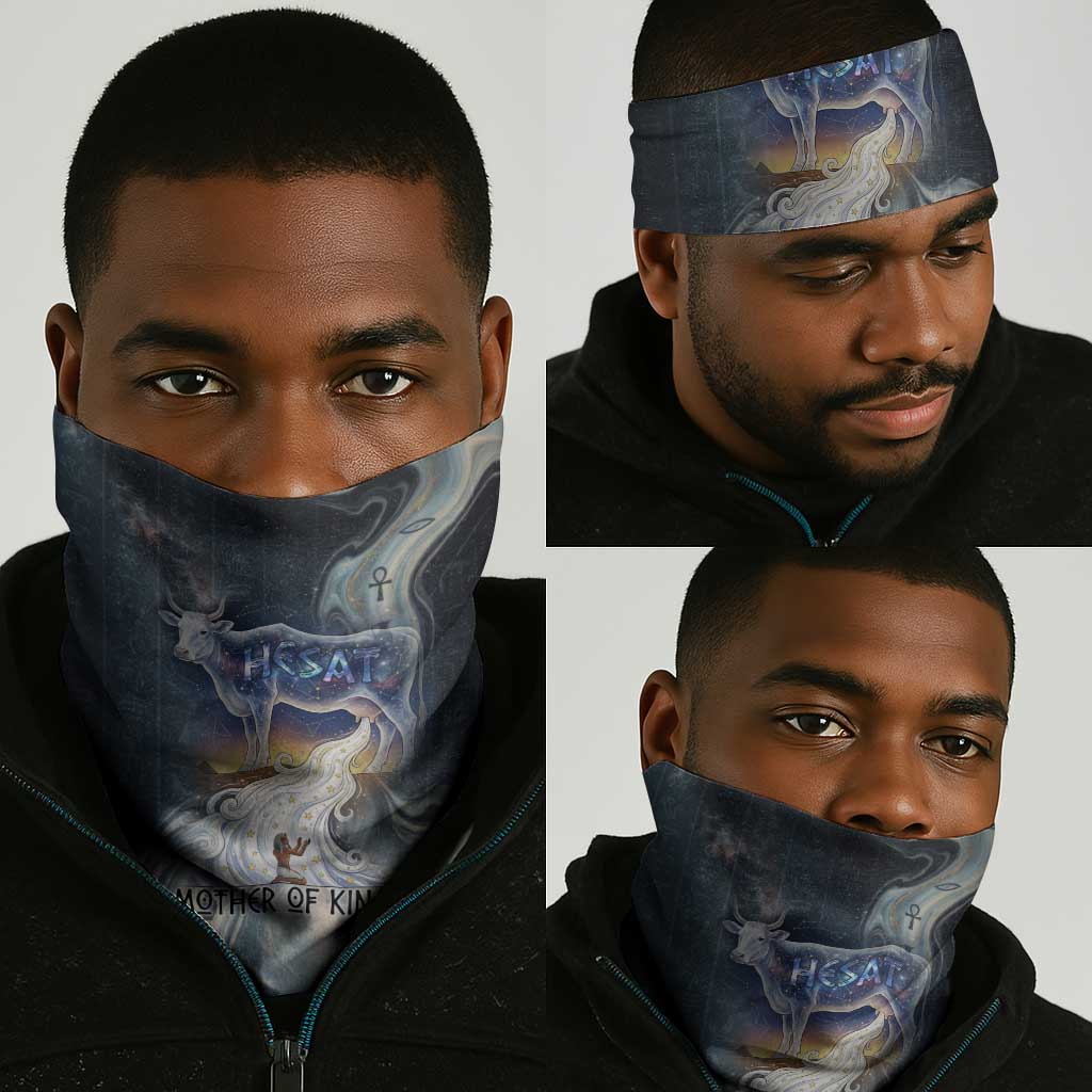 Hesat Celestial Cow Egyptian Neck Gaiter with Mythic Sky Motif in Cosmic Theme