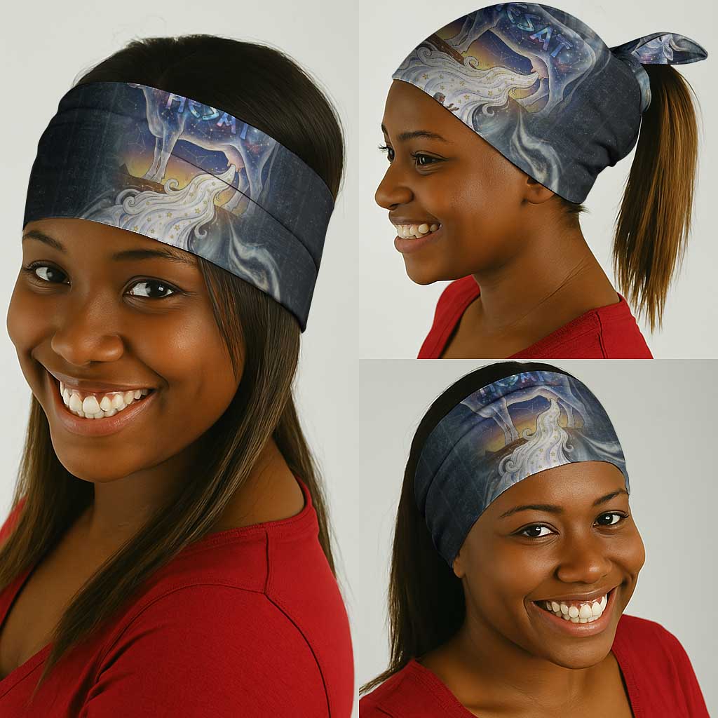 Hesat Celestial Cow Egyptian Neck Gaiter with Mythic Sky Motif in Cosmic Theme