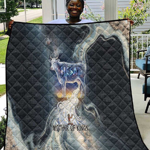 Hesat Celestial Cow Egyptian Quilt with Mythic Sky Motif in Cosmic Theme