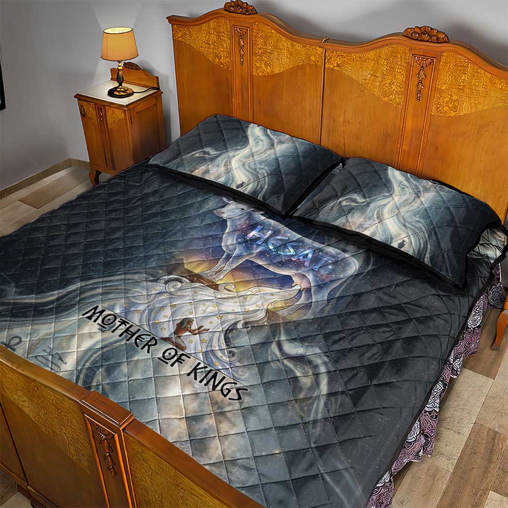 Hesat Celestial Cow Egyptian Quilt Bed Set with Mythic Sky Motif in Cosmic Theme