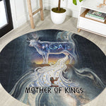Hesat Celestial Cow Egyptian Round Carpet with Mythic Sky Motif in Cosmic Theme