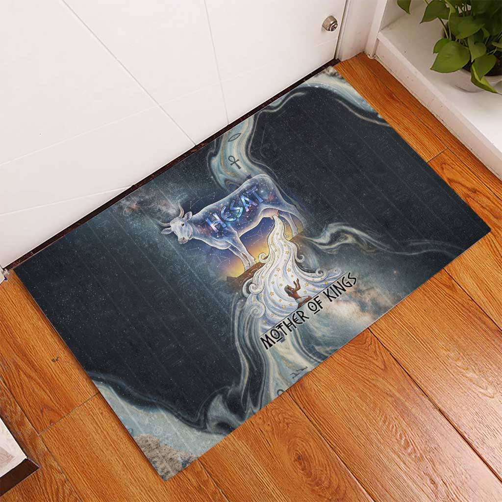 Hesat Celestial Cow Egyptian Rubber Doormat with Mythic Sky Motif in Cosmic Theme