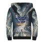Hesat Celestial Cow Egyptian Sherpa Hoodie with Mythic Sky Motif in Cosmic Theme