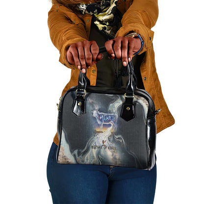Hesat Celestial Cow Egyptian Shoulder Handbag with Mythic Sky Motif in Cosmic Theme