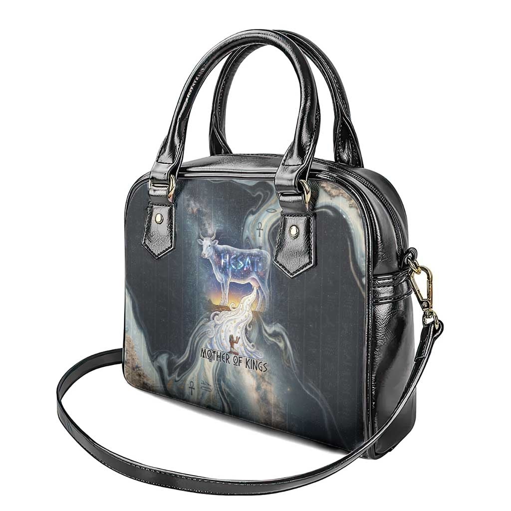 Hesat Celestial Cow Egyptian Shoulder Handbag with Mythic Sky Motif in Cosmic Theme