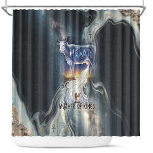 Hesat Celestial Cow Egyptian Shower Curtain with Mythic Sky Motif in Cosmic Theme