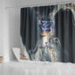 Hesat Celestial Cow Egyptian Shower Curtain with Mythic Sky Motif in Cosmic Theme