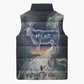 Hesat Celestial Cow Egyptian Sleeveless Puffer Jacket with Mythic Sky Motif in Cosmic Theme