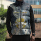 Hesat Celestial Cow Egyptian Sleeveless Puffer Jacket with Mythic Sky Motif in Cosmic Theme
