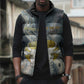 Hesat Celestial Cow Egyptian Sleeveless Puffer Jacket with Mythic Sky Motif in Cosmic Theme